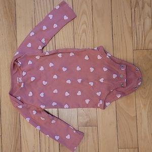 Carter's Long Sleeve Bodysuit - Pink with Hearts - Size 12m